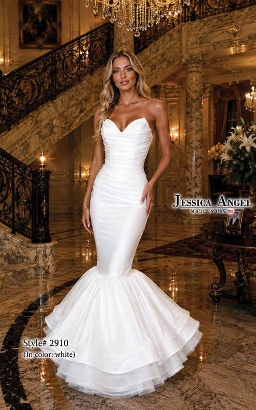 Jessica Angel 2910 strapless tiered flounce mermaid gown front view
