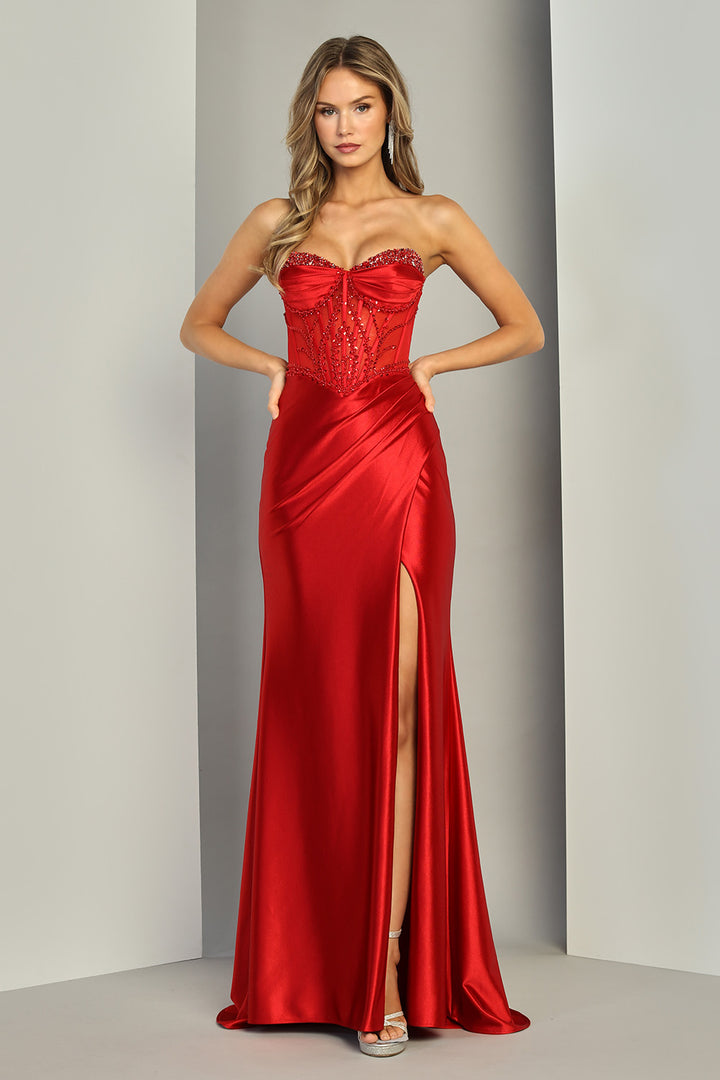 Adora 3401 strapless corset mermaid prom dress front view, sixth pose