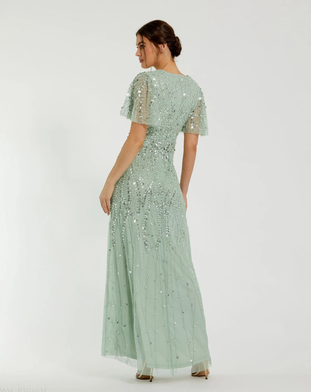 Mac Duggal 35109 Embellished Flutter Sleeve Gown