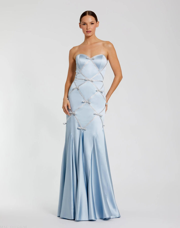 Mac Duggal 37000 Strapless Satin Trumpet Gown With Bow Details