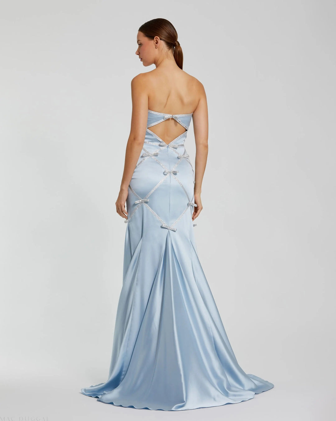 Mac Duggal 37000 Strapless Satin Trumpet Gown With Bow Details