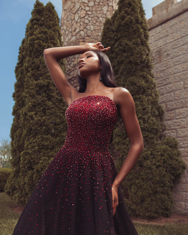 Mac Duggal 37084 Embellished Tulle Strapless Ball Gown