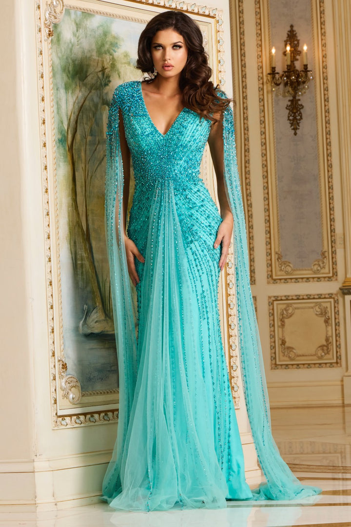 Jovani 38964 Beaded V-Neck Pageant Dress