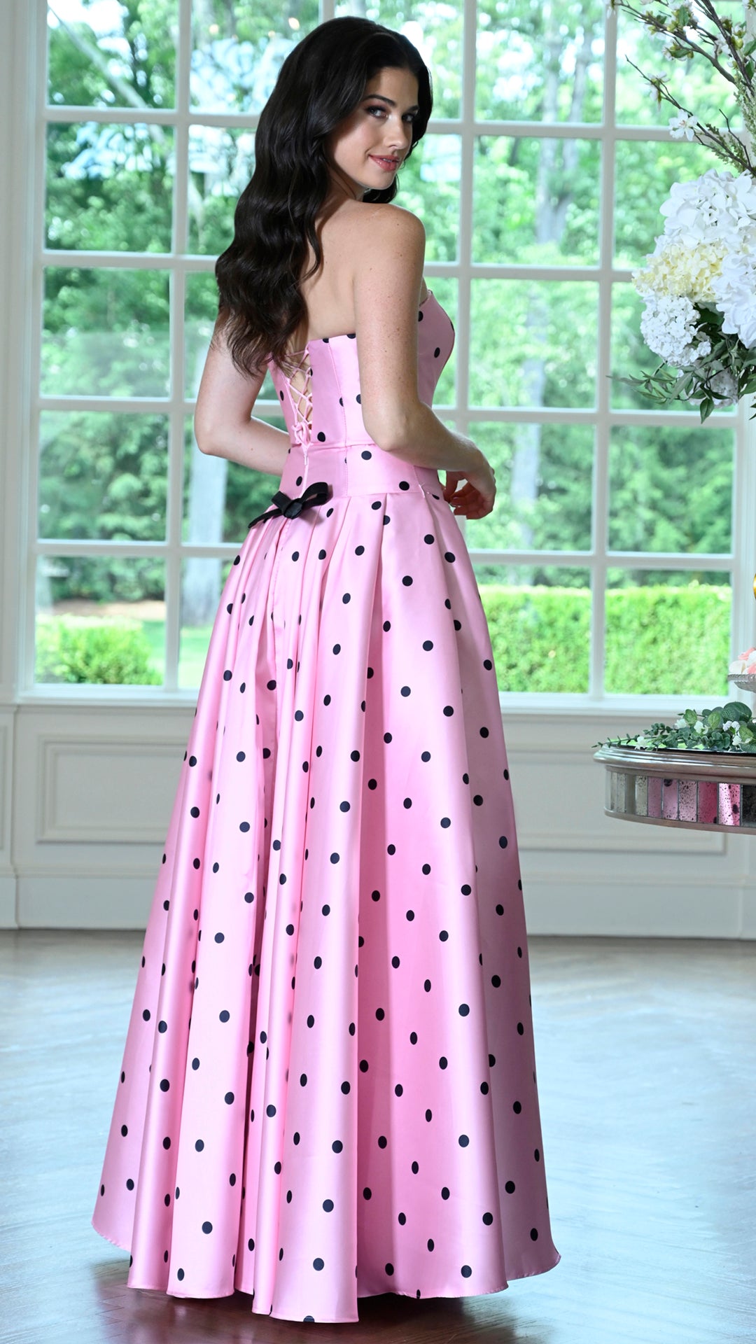 Colors Dress 4035 polka dot drop-waist prom gown alternate view