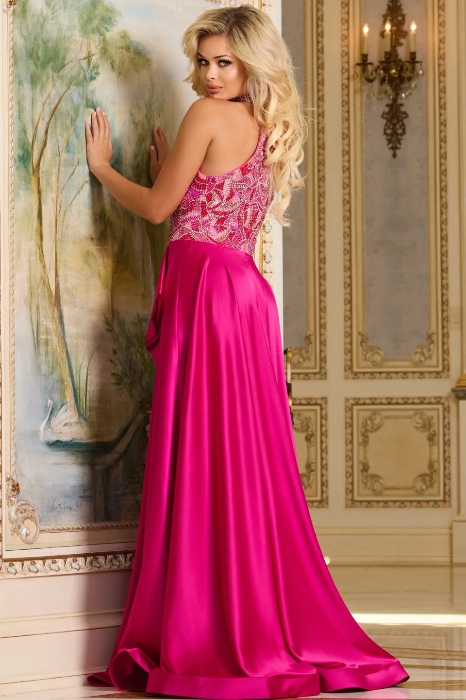 Jovani 41186 Beaded Halter Pageant Dress