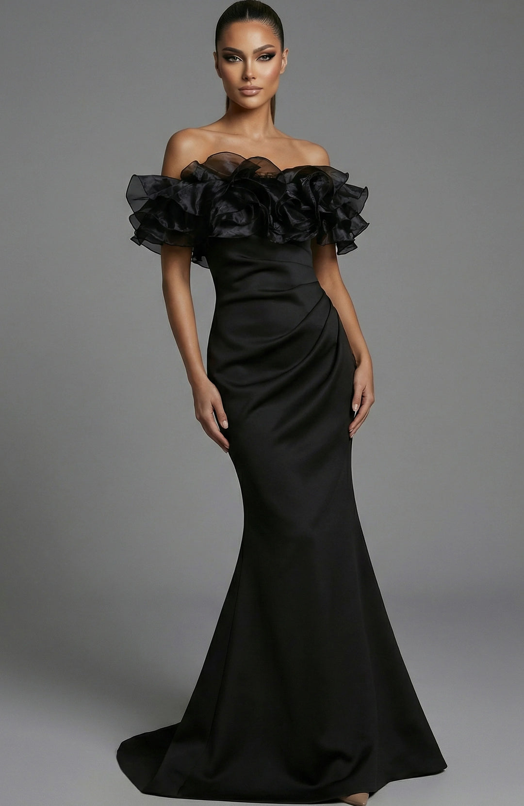 Jovani 43001 Off Shoulder Ruffled Bodice Gown With Fitted Skirt