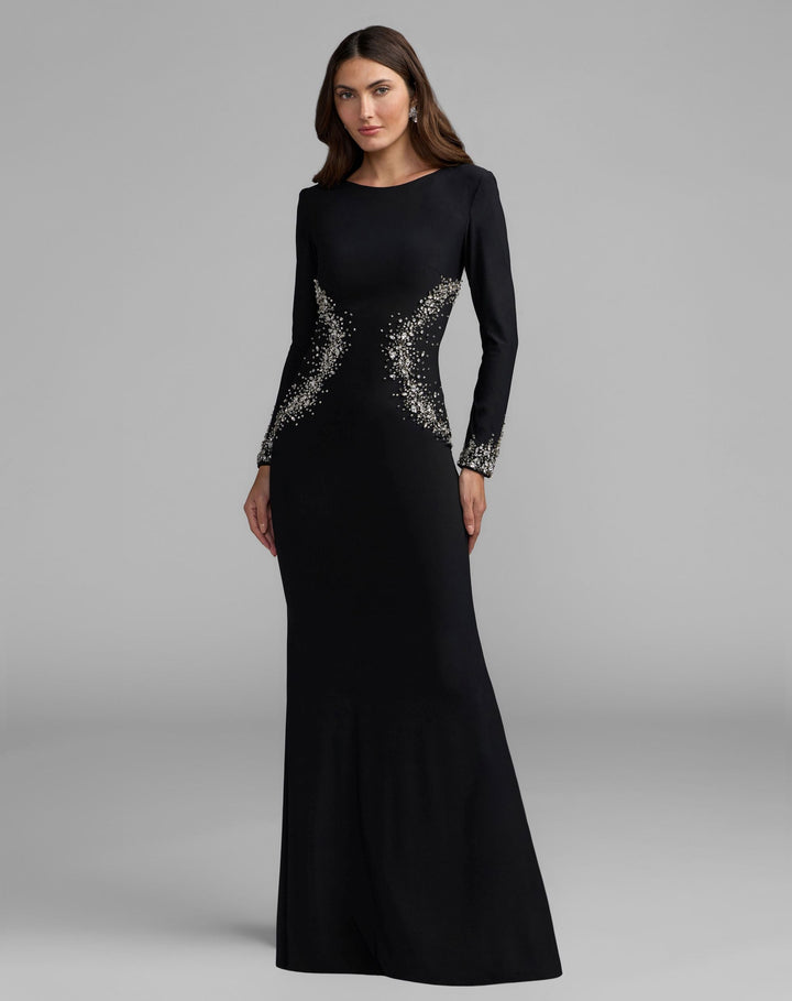 Mac Duggal 44161 Long Sleeve Embellished Jersey Gown