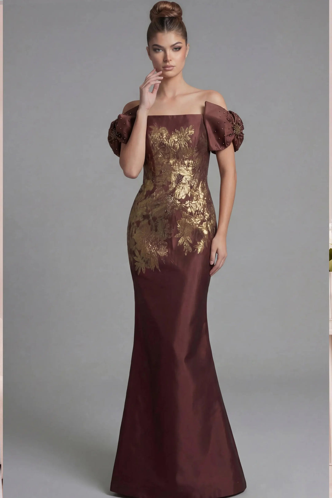 Jovani 45579 off-the-shoulder column gown view 7