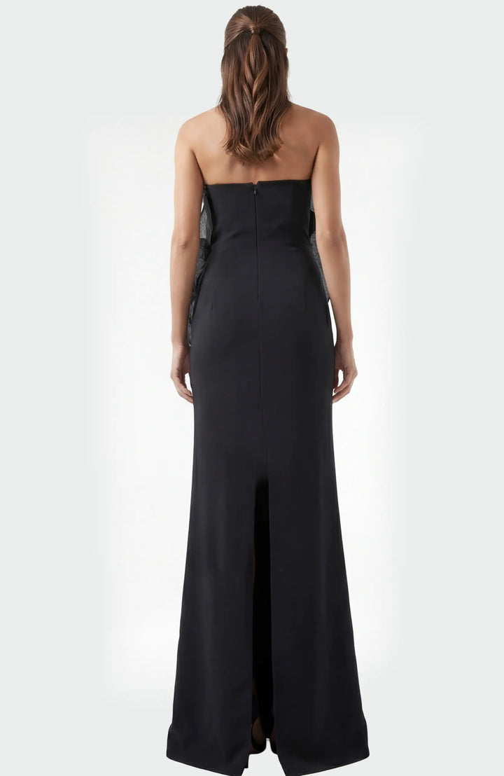 Jovani 45922 strapless column gown with floral appliqué view 2
