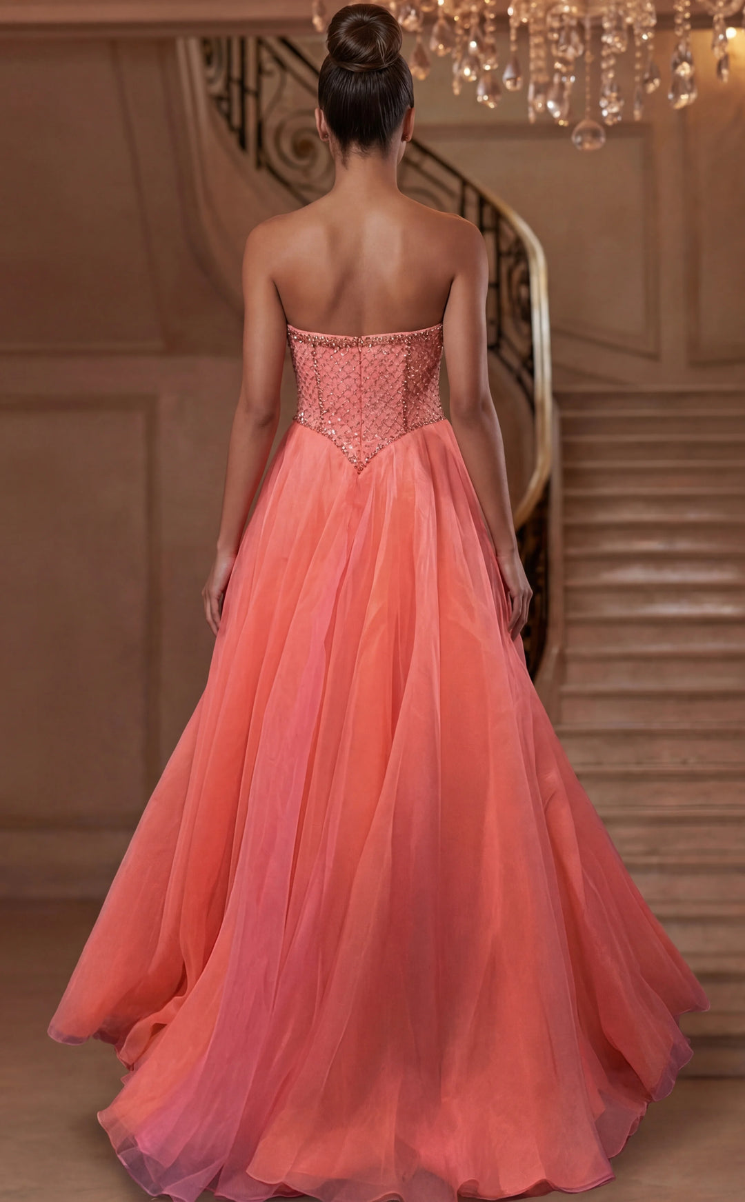 Jovani 47196 Strapless Beaded Corset Ball Gown With Tulle Skirt
