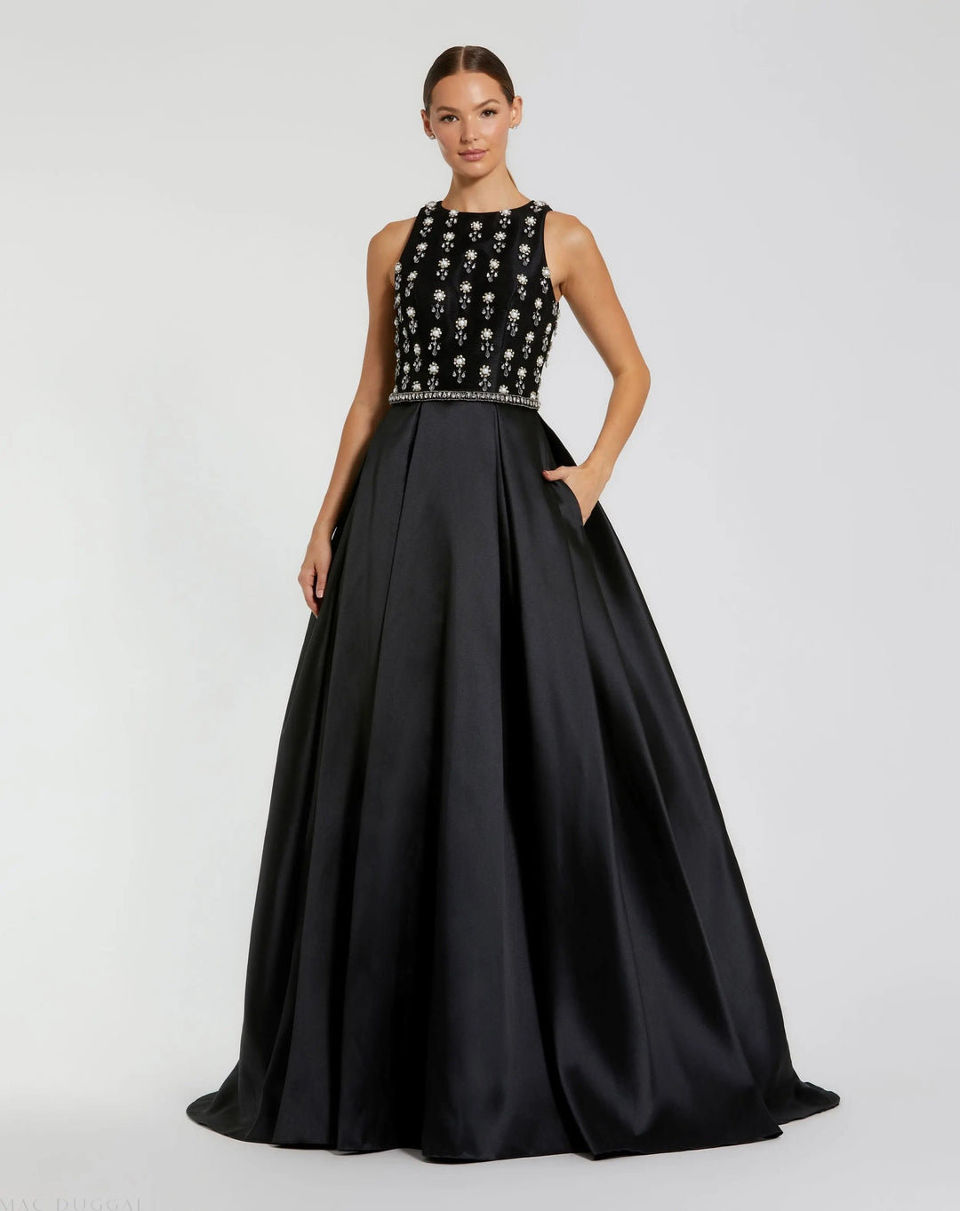 Mac Duggal 48803 High Neck Sleeveless Beaded Ball Gown