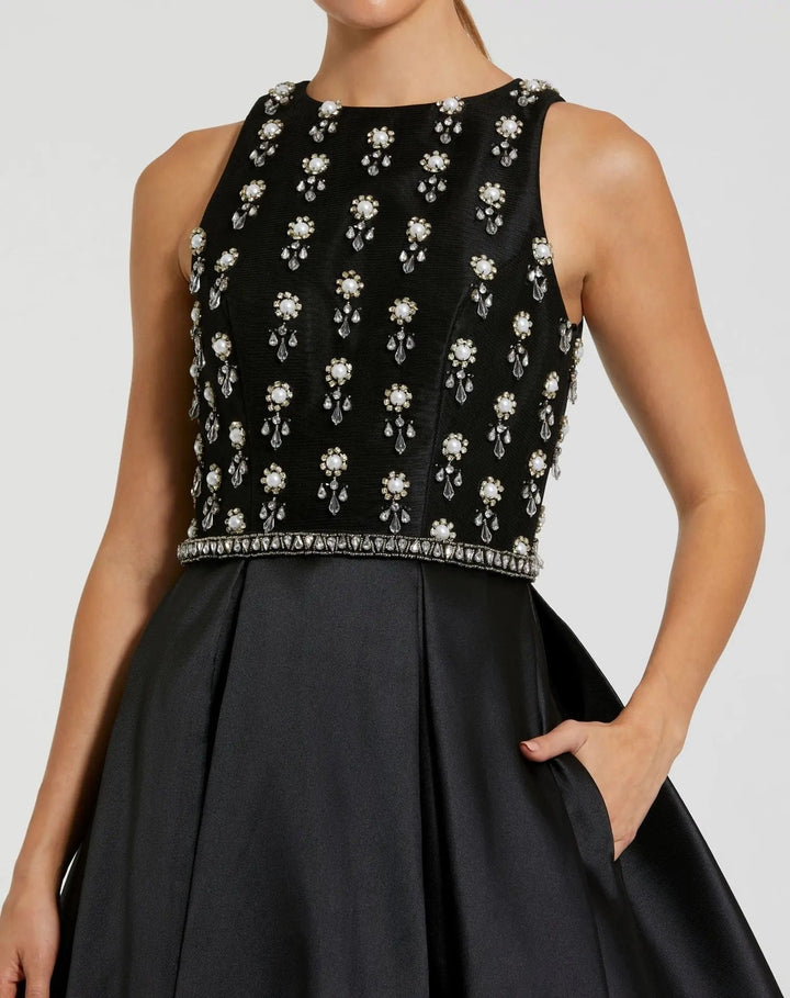 Mac Duggal 48803 High Neck Sleeveless Beaded Ball Gown