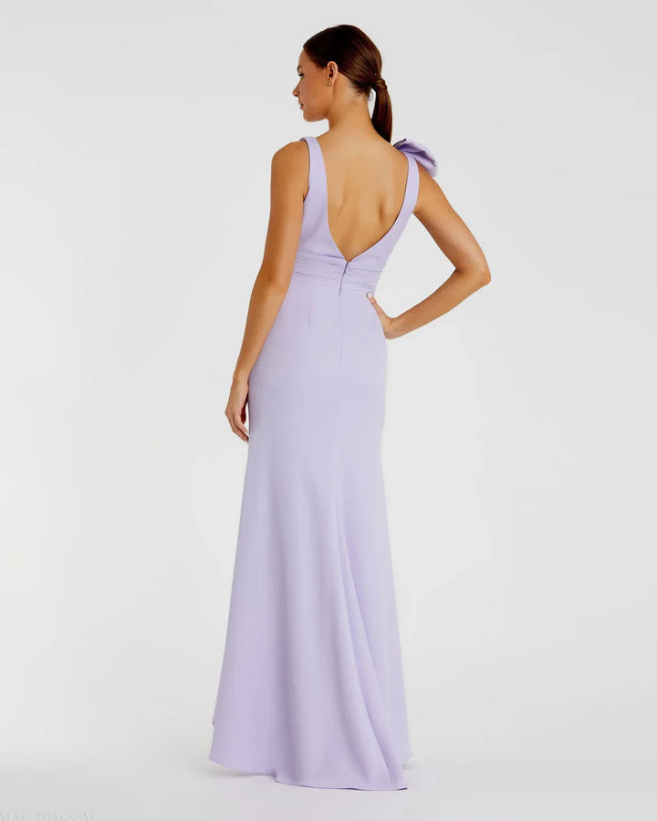 Mac Duggal 49454 Black Sleeveless V Neck Bow Detail Mermaid Gown