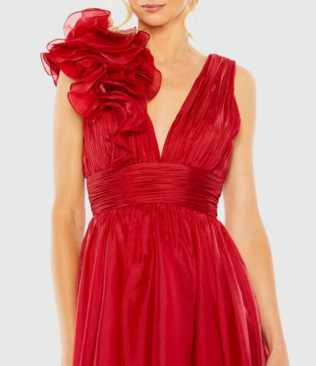 Mac Duggal 49494 Sleeveless Chiffon A-Line Tea Length Cocktail Dress