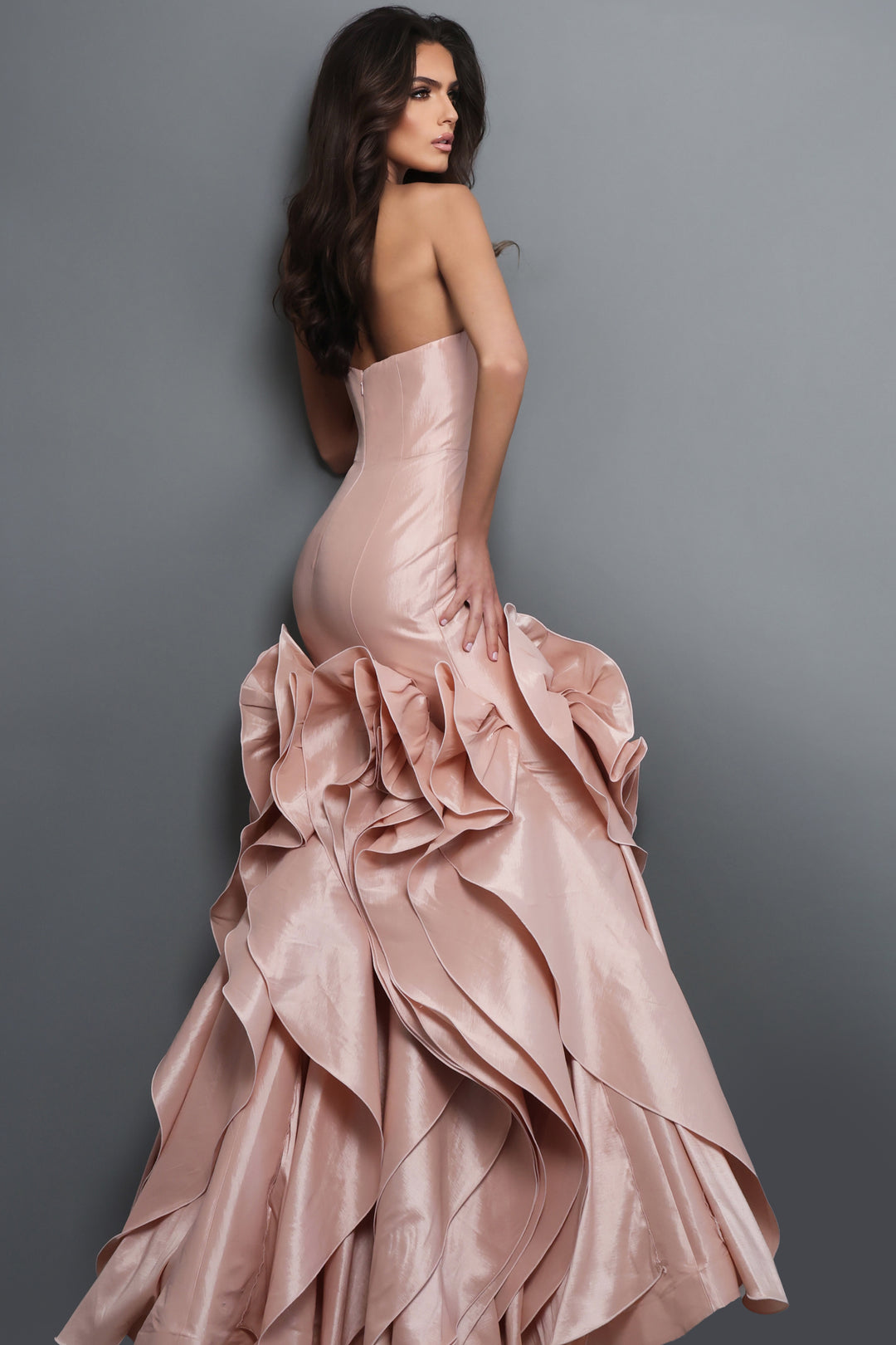 Jovani 49548 Strapless Mermaid Ruffle Pageant Dress