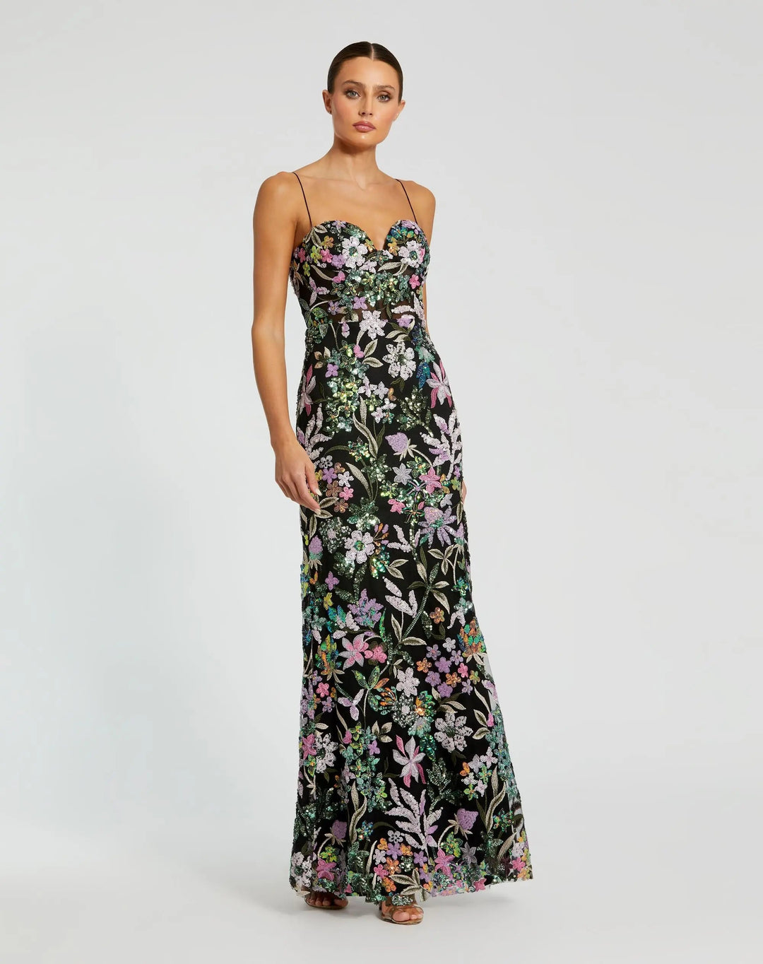 Mac Duggal 49827 Black Multicolor Embroidered Bustier Trumpet Gown