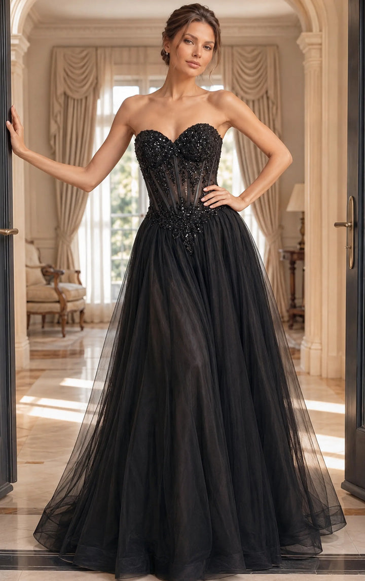 Jovani 50011 sweetheart beaded corset ball gown view 3