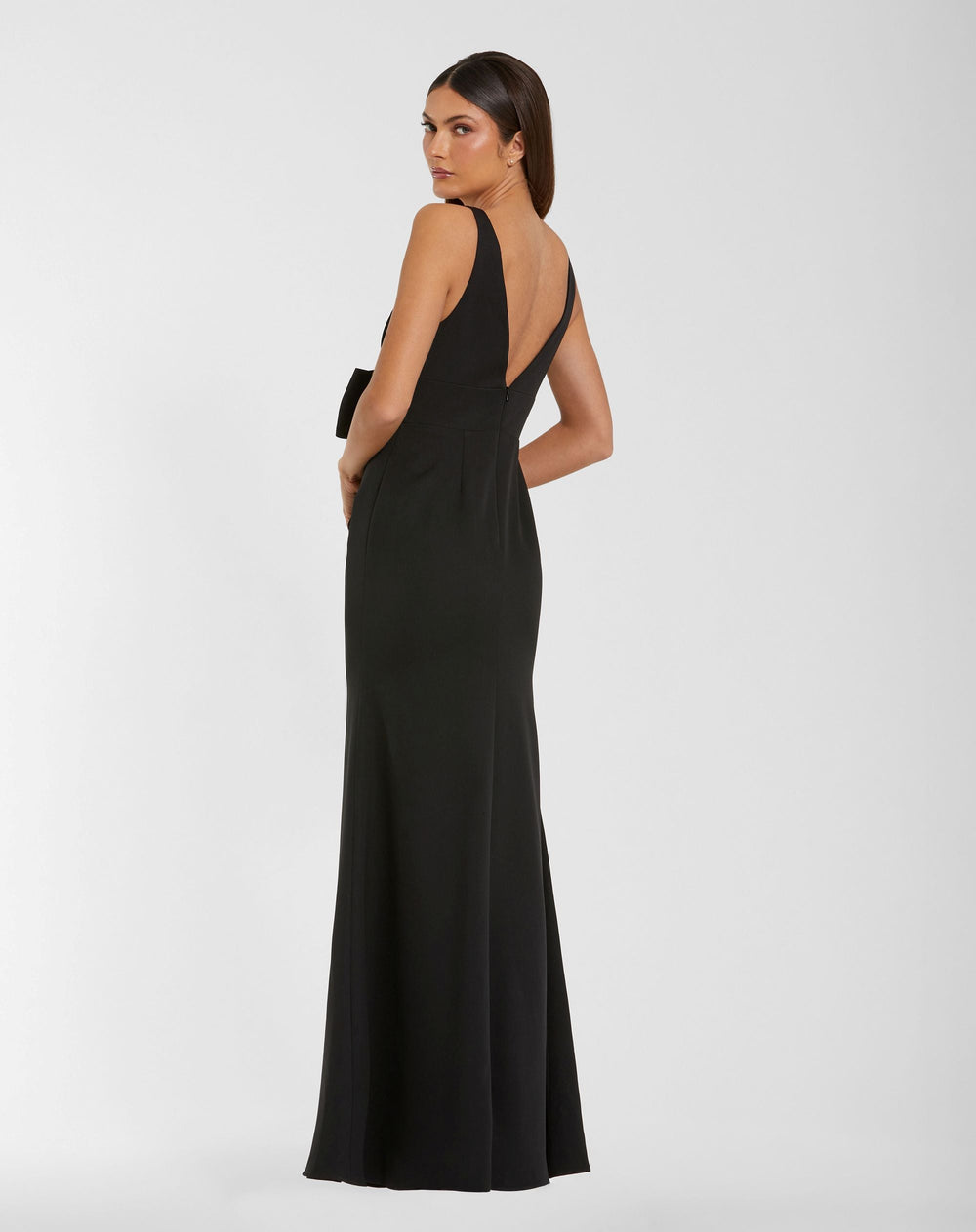 Mac Duggal 50087 Crepe Sleeveless V-Neck Dress with Bow