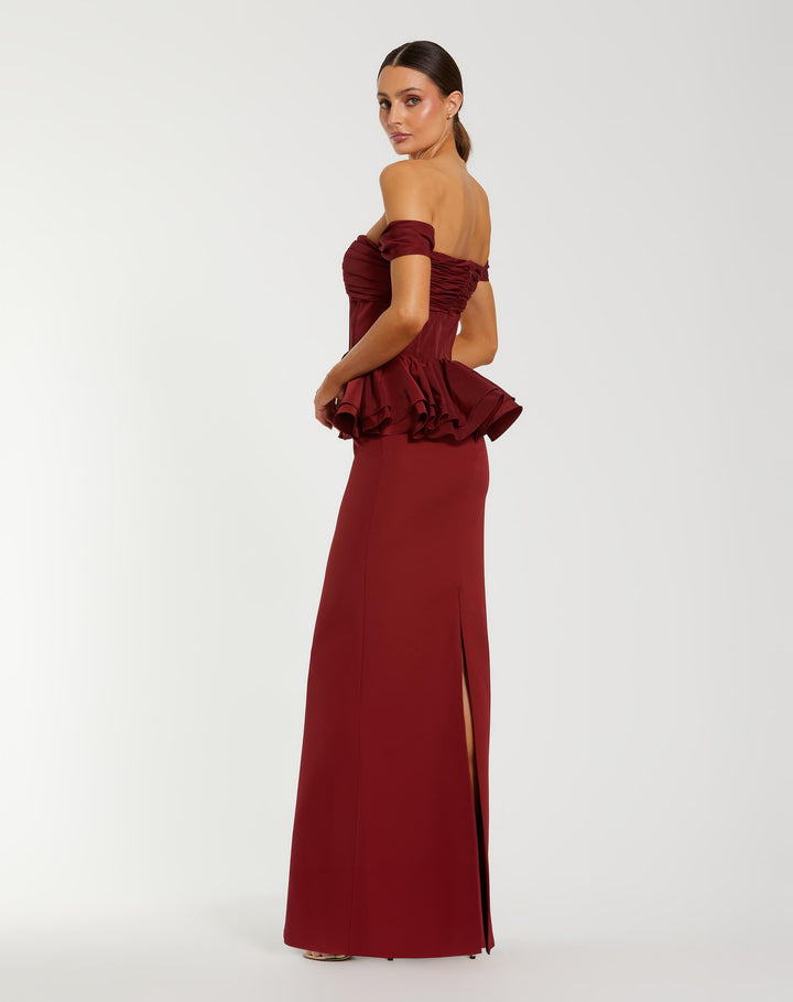 Mac Duggal 50101 Off The Shoulder Peplum Trumpet Gown