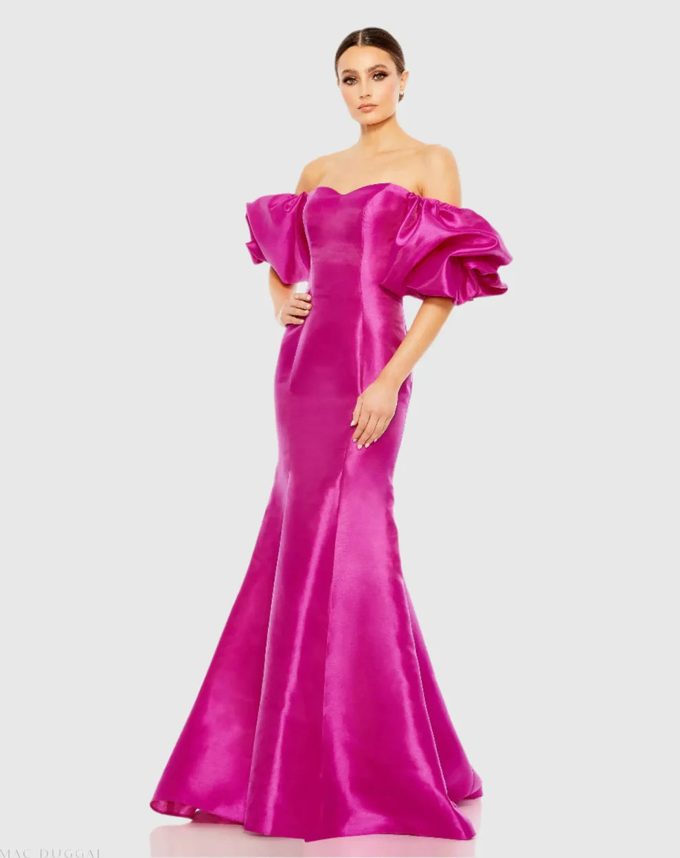 Mac Duggal 50677 Sweetheart Off the Shoulder Puff Sleeve Gown