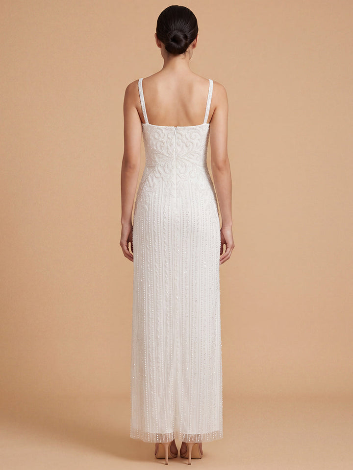 Lara 51226 Beaded Spaghetti Strap Sheath Gown