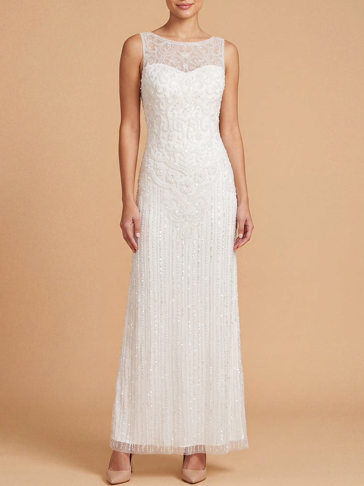 Lara 51227 Beaded Illusion Neckline Maxi Length Dress