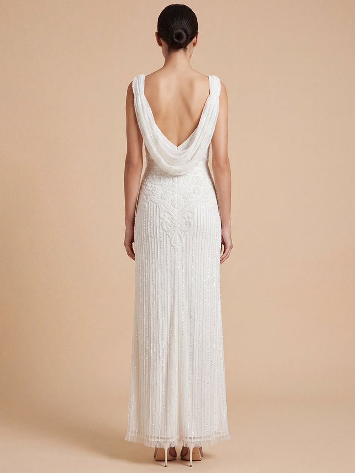 Lara 51227 Beaded Illusion Neckline Maxi Length Dress