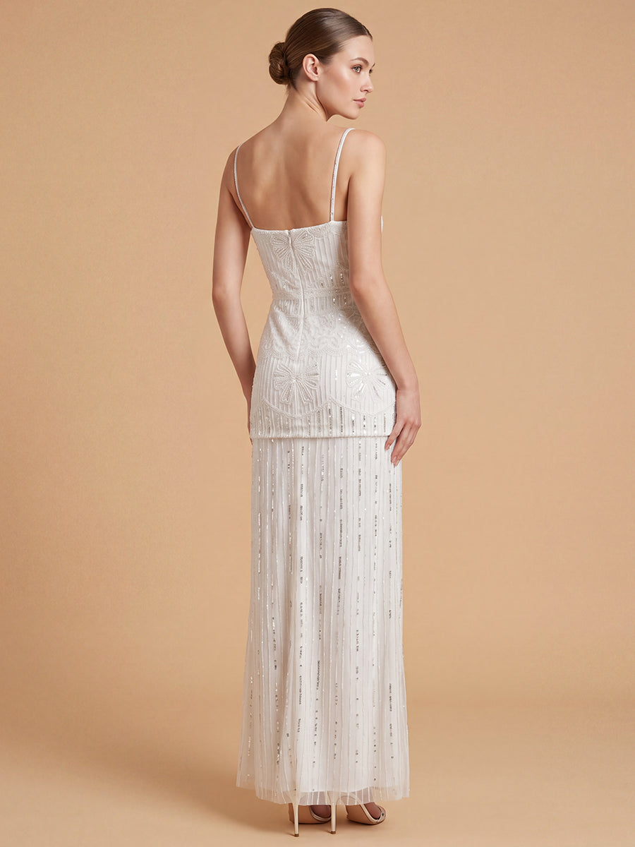 Lara 51228 Beaded Spaghetti Strap Two Piece Gown