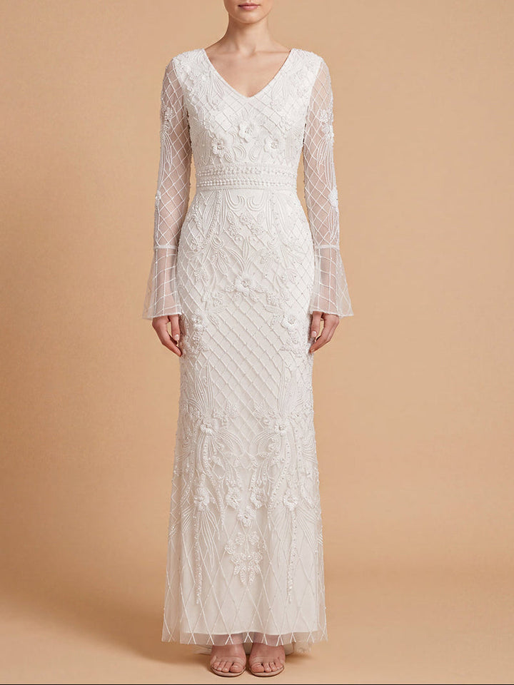Lara 51239 Bridal Long Sleeve Beaded Gown