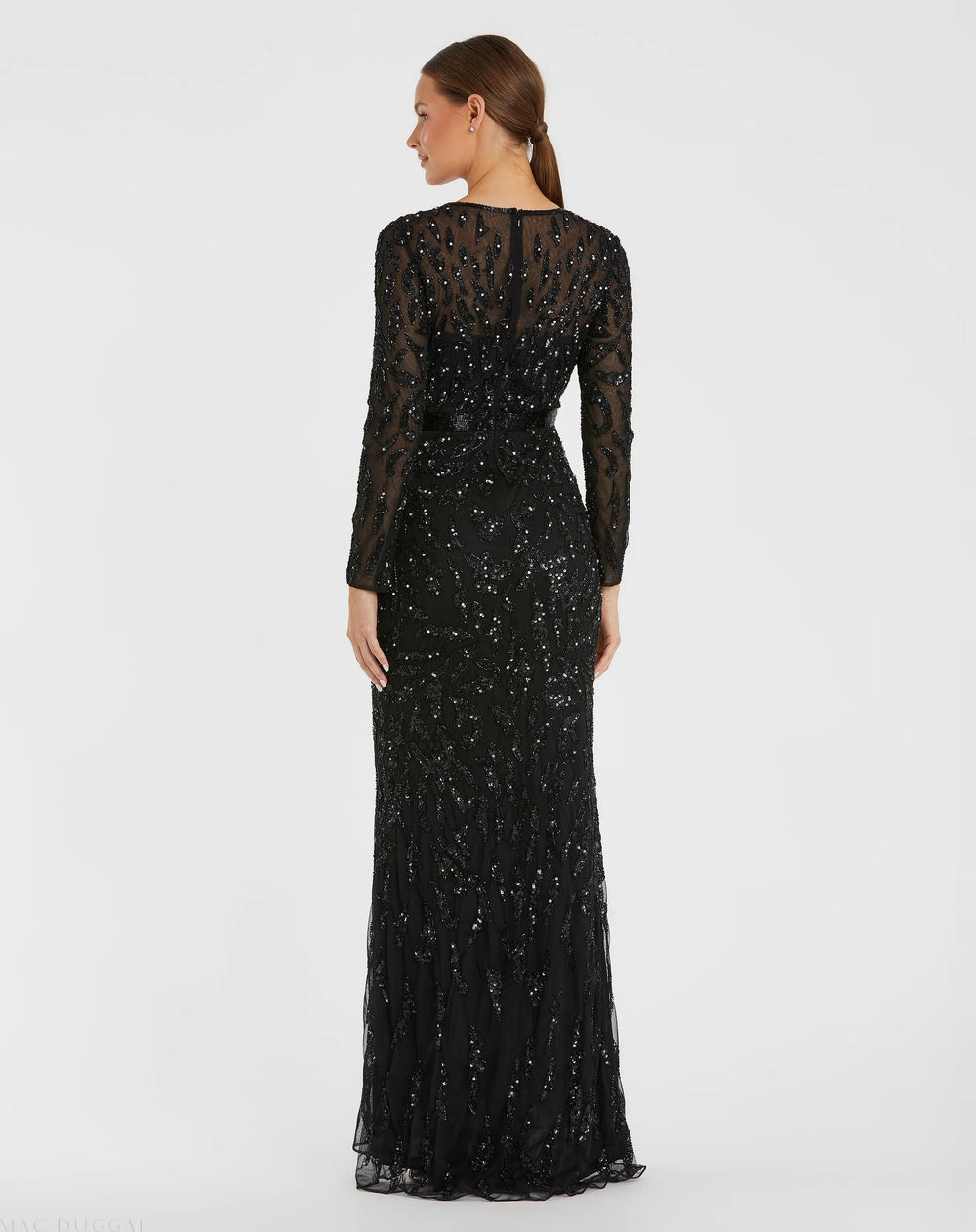 Mac Duggal 5124 Long Sleeve Beaded Evening Gown