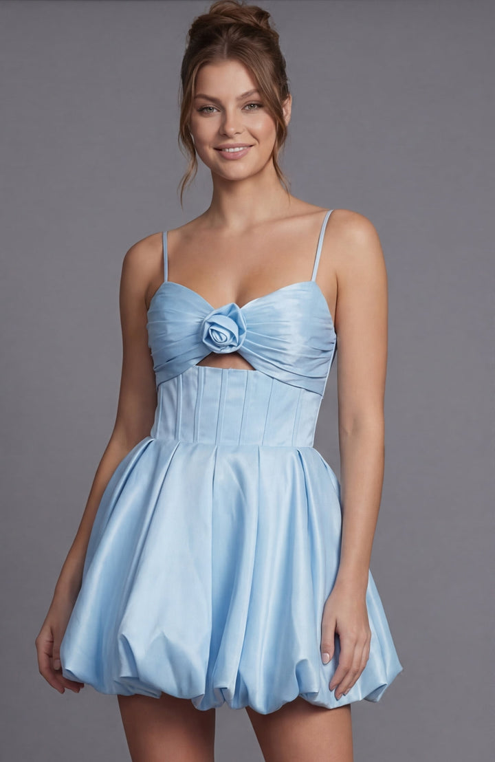 Jovani 51583 Spaghetti Strap Bubble Hem Mini Dress view 4