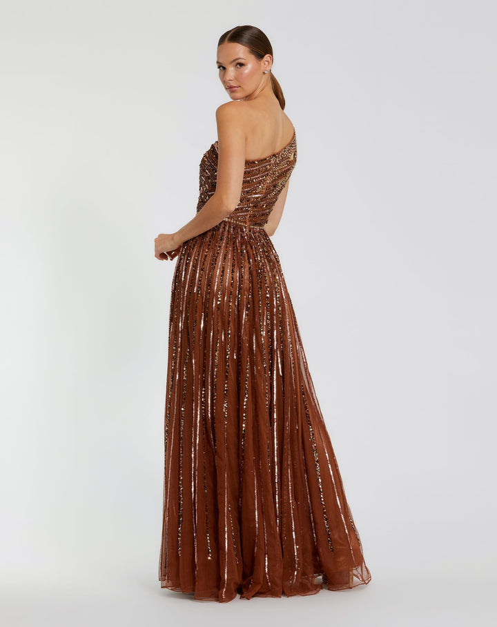 Mac Duggal 5220 Embellished One Shoulder A-Line Gown