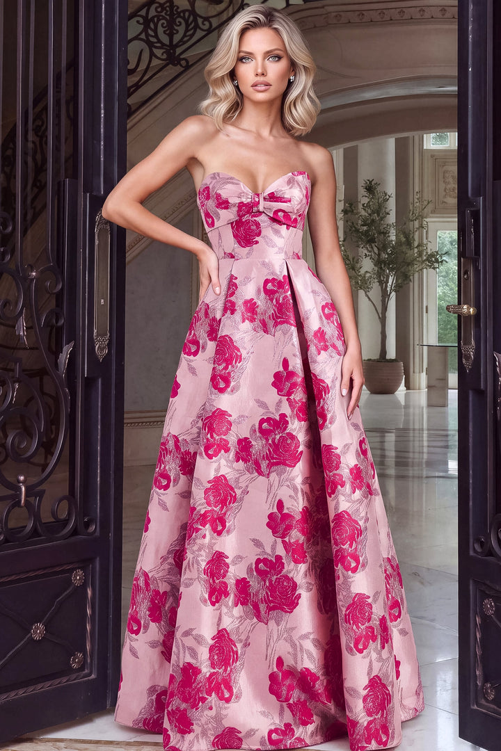 Jovani 53509 Strapless Sweetheart Ball Gown with Bow Front, front