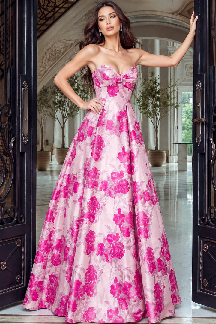 Jovani 53509 Strapless Sweetheart Ball Gown with Bow Front, front