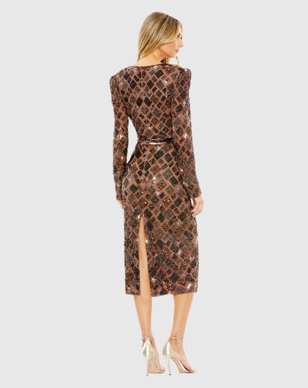 Mac Duggal 5472 Geo Embellished Midi Sheath Dress