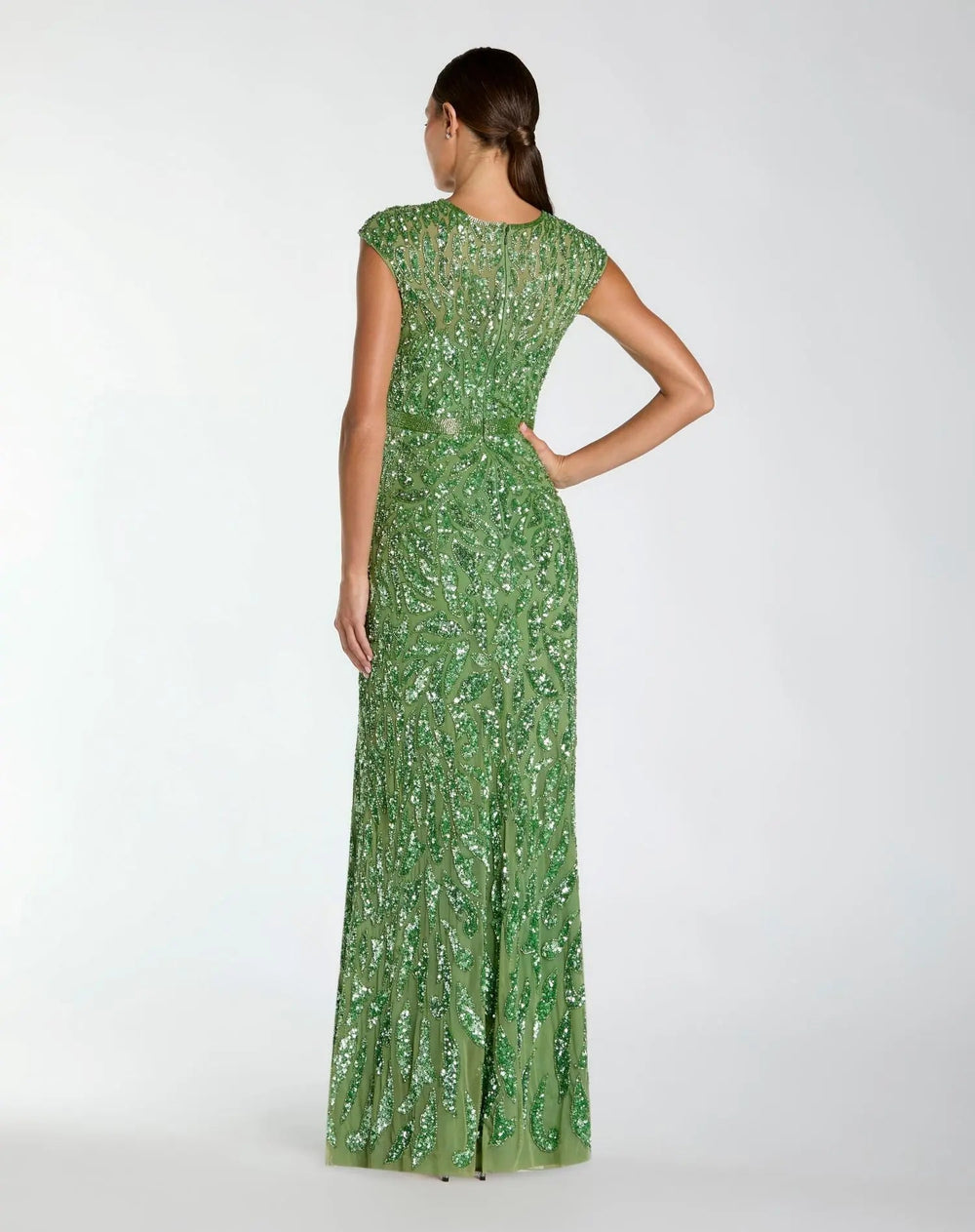 Mac Duggal 5532 Embellished High Neck Cap Sleeve Gown
