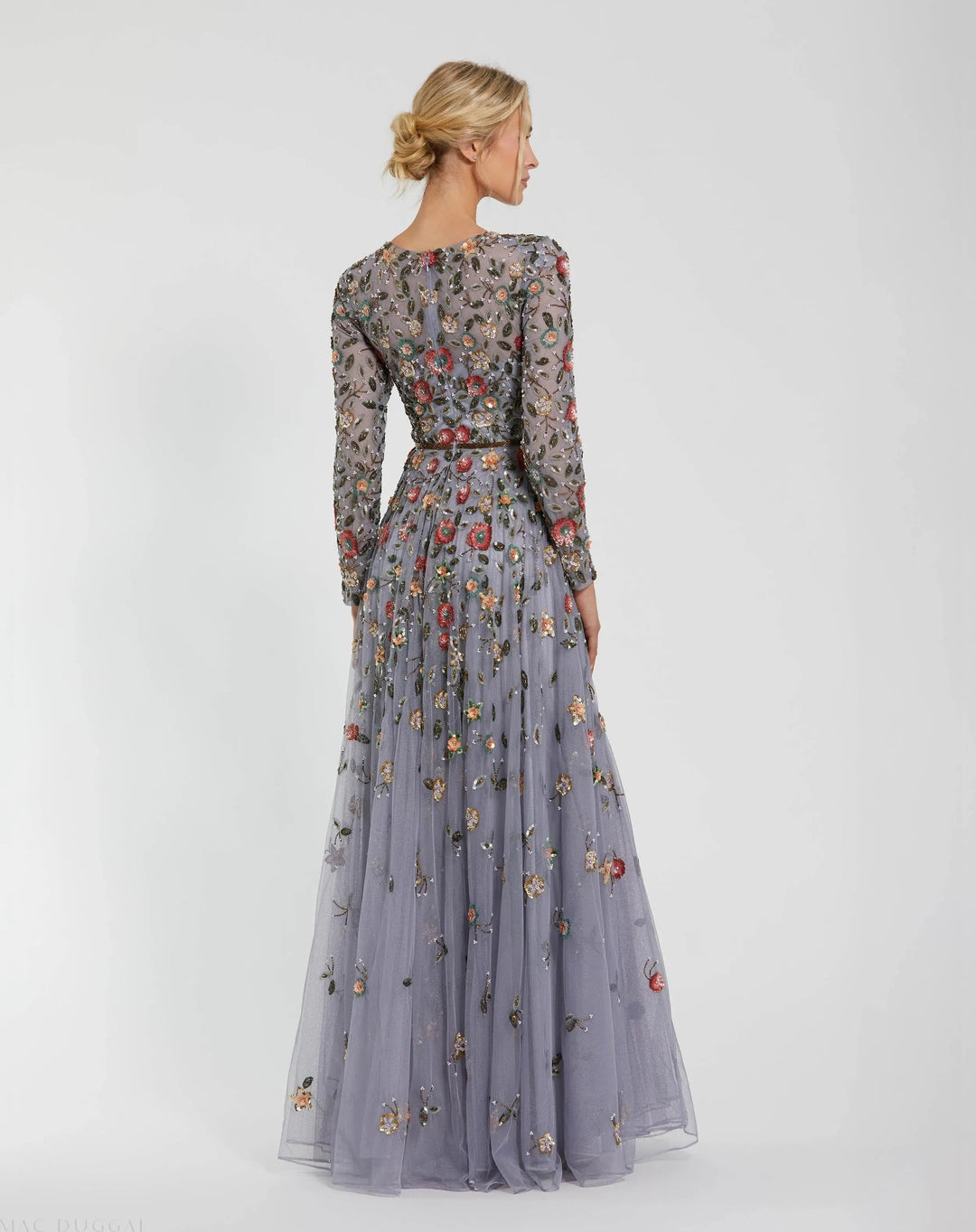 Mac Duggal 5533 Embellished High Neck Long Sleeve A Line Gown