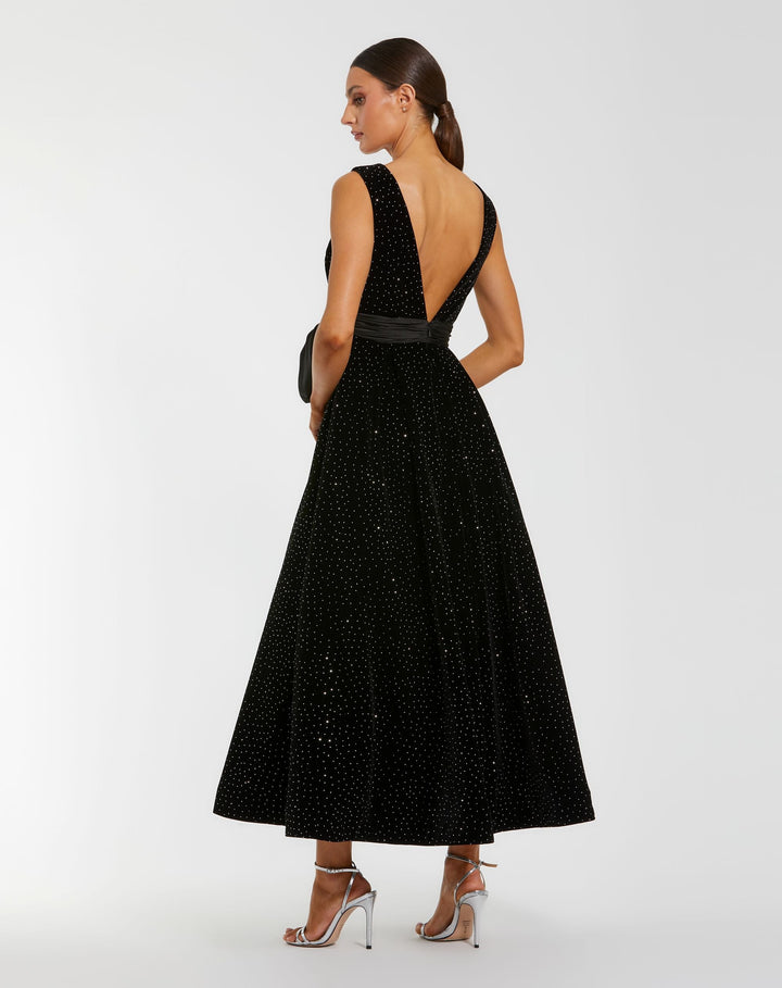 Mac Duggal 56244 Embellished Velvet Midi Dress With Bow