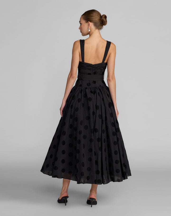 Mac Duggal 56282 Polka Dot Belted Midi Dress