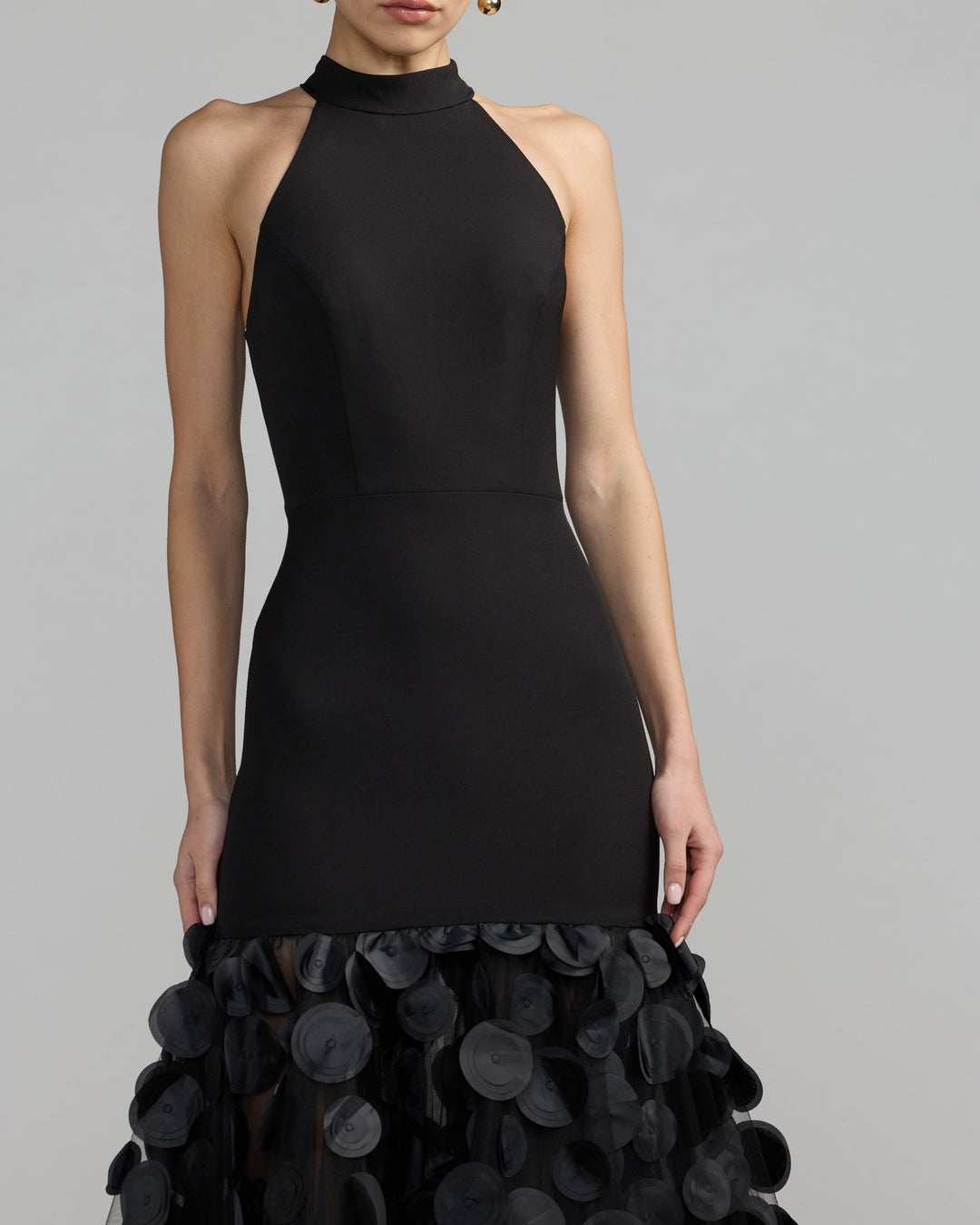Mac Duggal 56462 Halter Neck 3D Floral Hem Gown