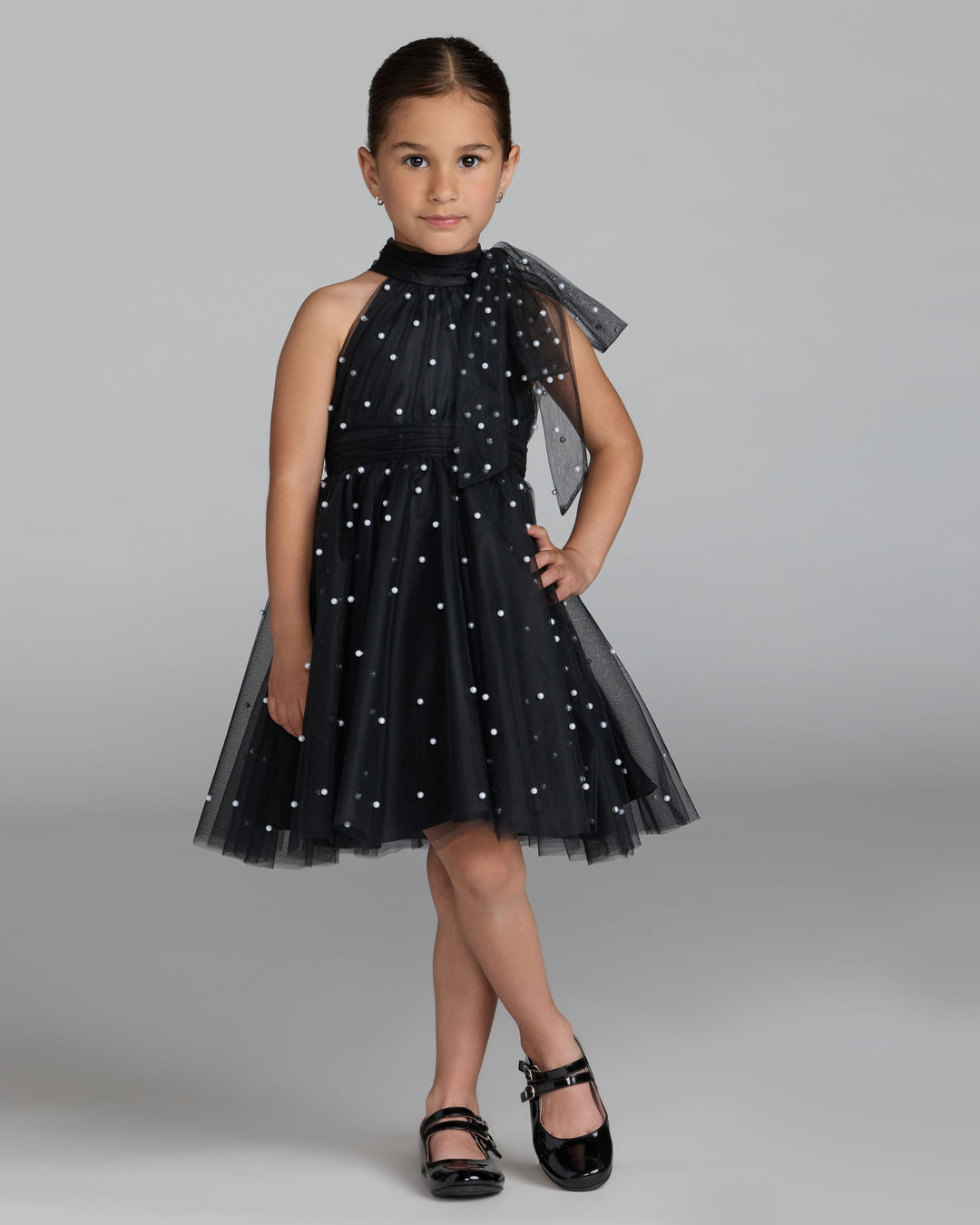 Mac Duggal 56543 Girls Pearl Beaded Tulle Mini Dress