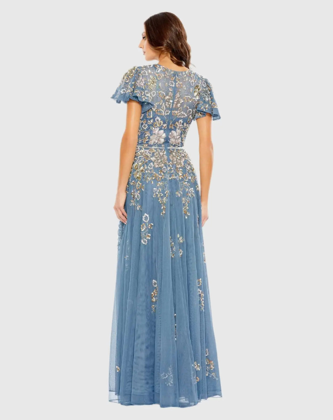 Mac Duggal 5717 Embellished Butterfly Sleeve High Neck Gown