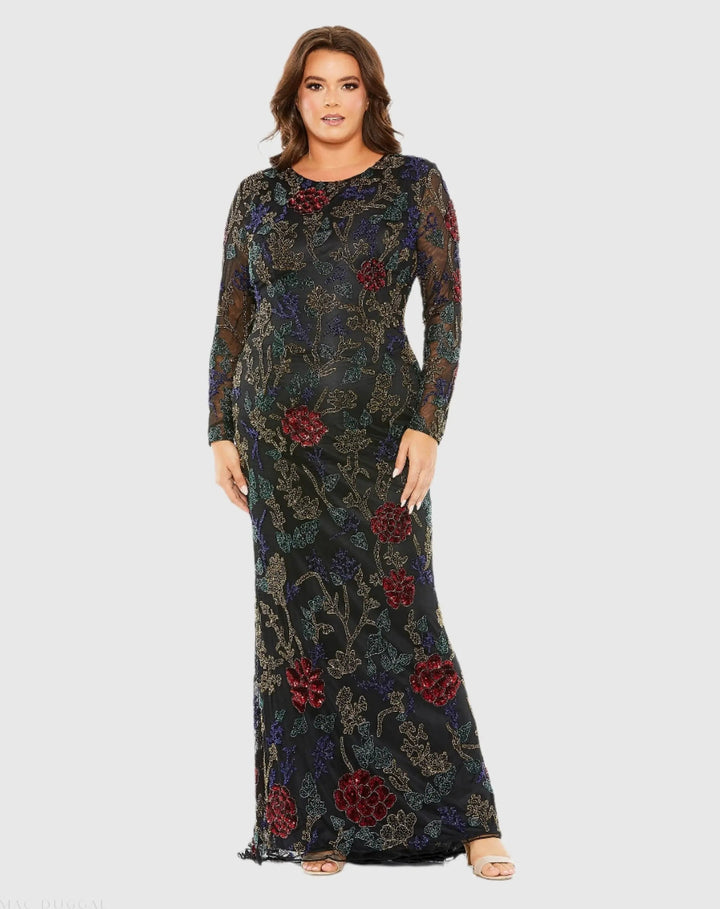Mac Duggal 5942 High Neck Beaded Embellished Gown