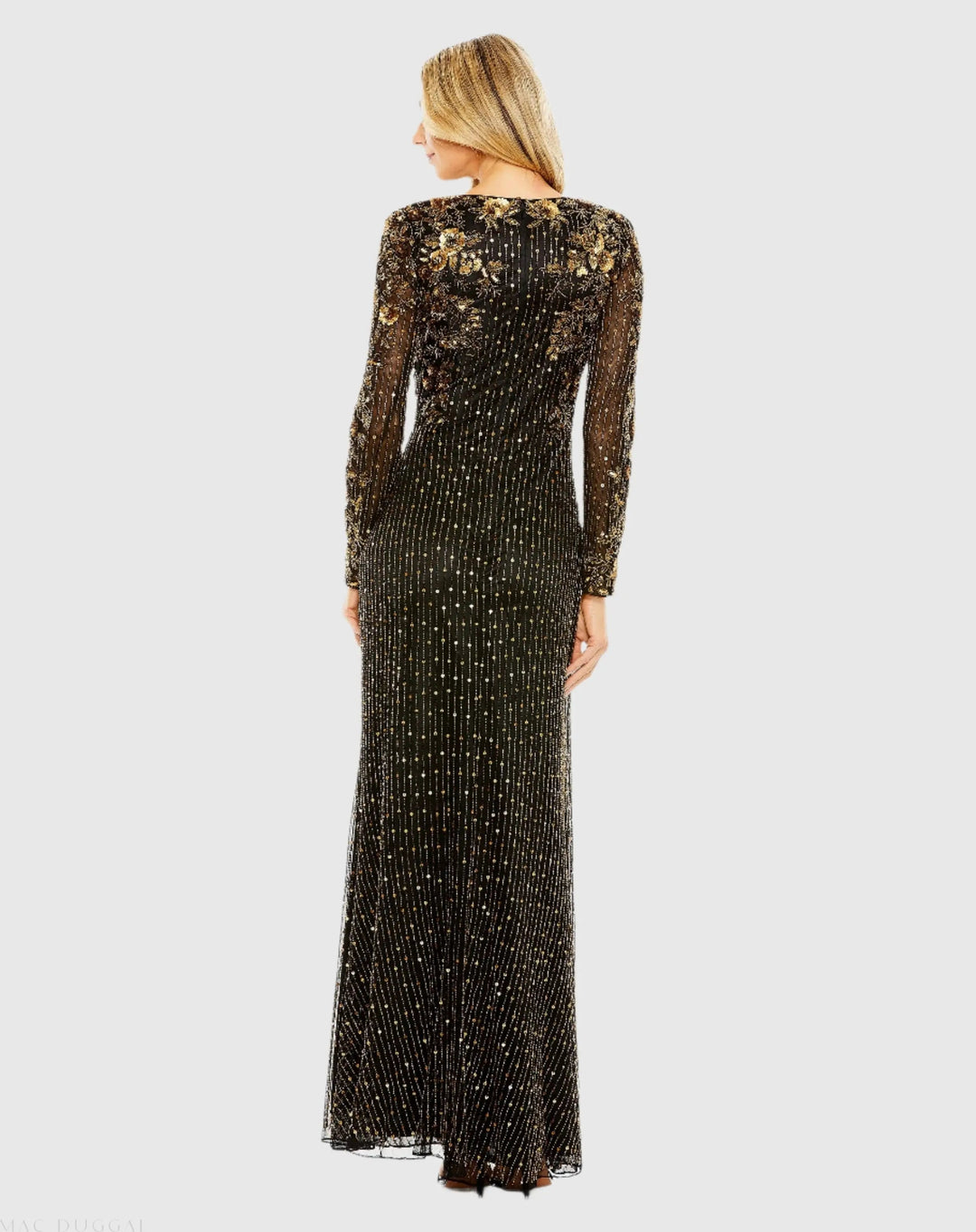 Mac Duggal 5956 High Neck Long Sleeve Embellished Gown