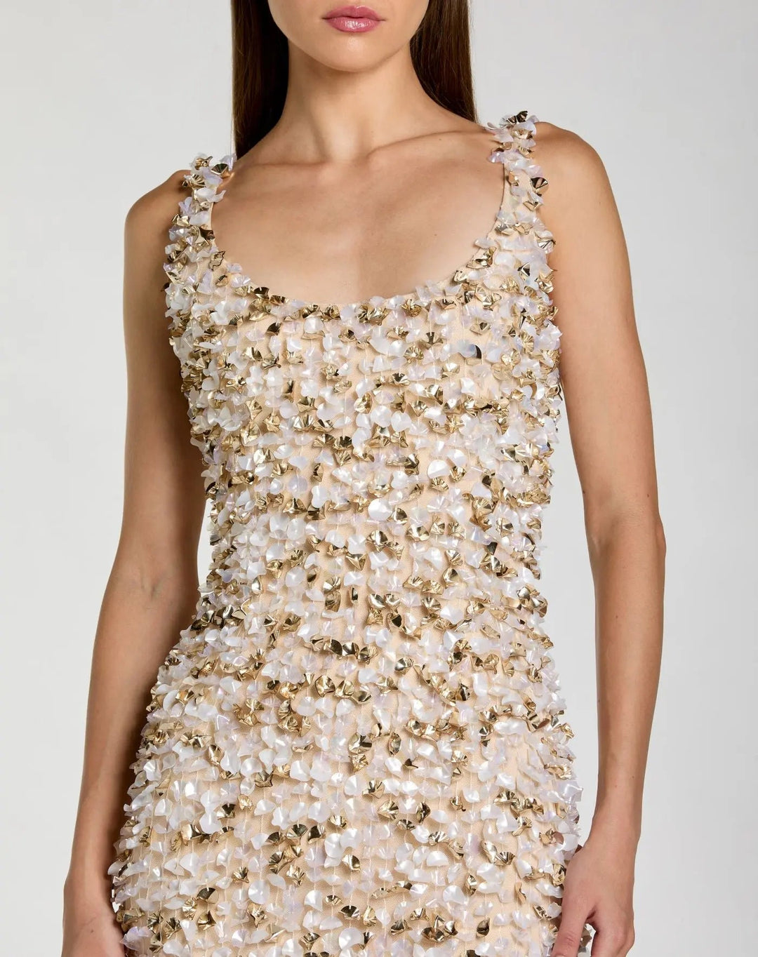 Mac Duggal 6224 Sleeveless Paillette Embellished Fitted Midi Dress