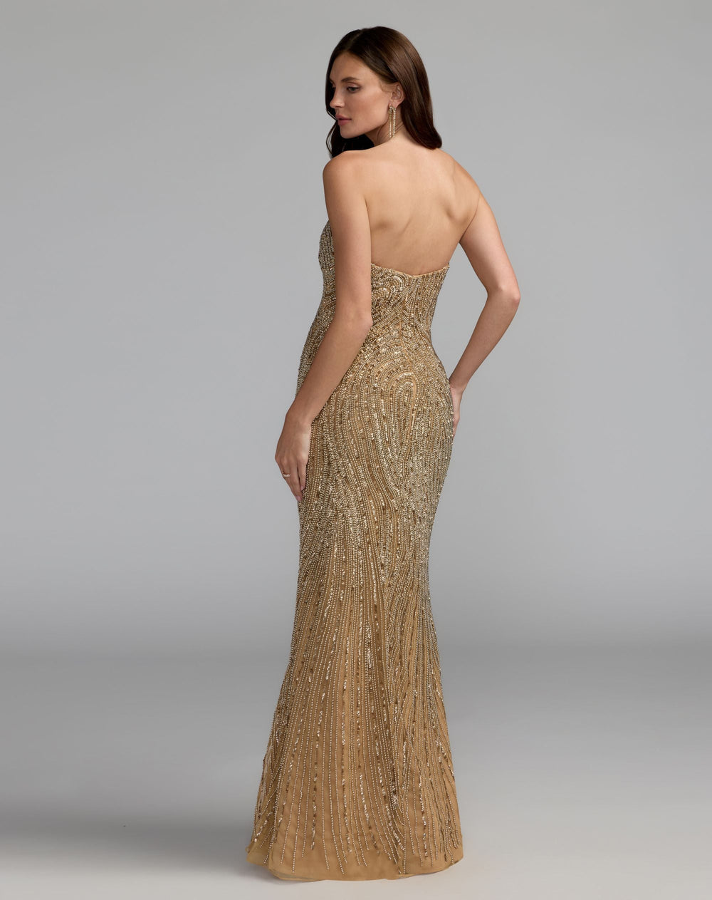 Mac Duggal 6292 Swirl Embellished Strapless Column Gown