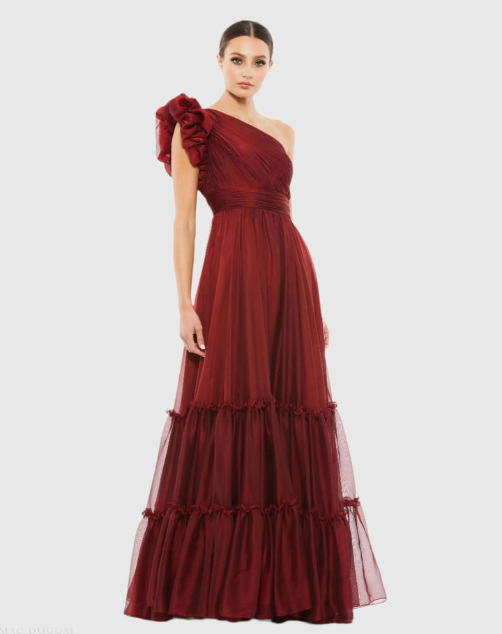 Mac Duggal 67878 Organza One Shoulder Pleated Gown