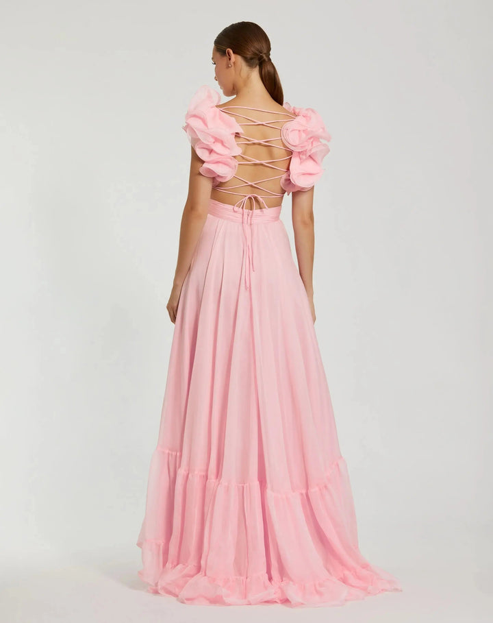 Mac Duggal 67911 Ruffle Tiered Cut-Out Chiffon Gown