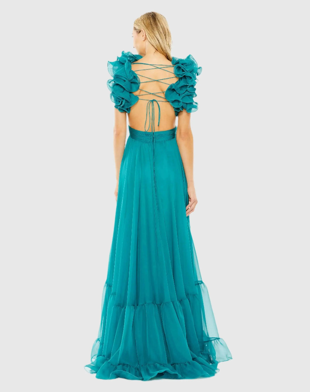 Mac Duggal 67911 Ruffle Tiered Cut-Out Chiffon Gown