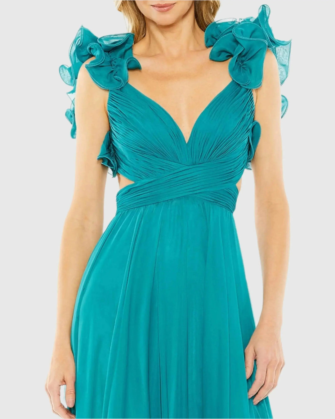 Mac Duggal 67911 Ruffle Tiered Cut-Out Chiffon Gown